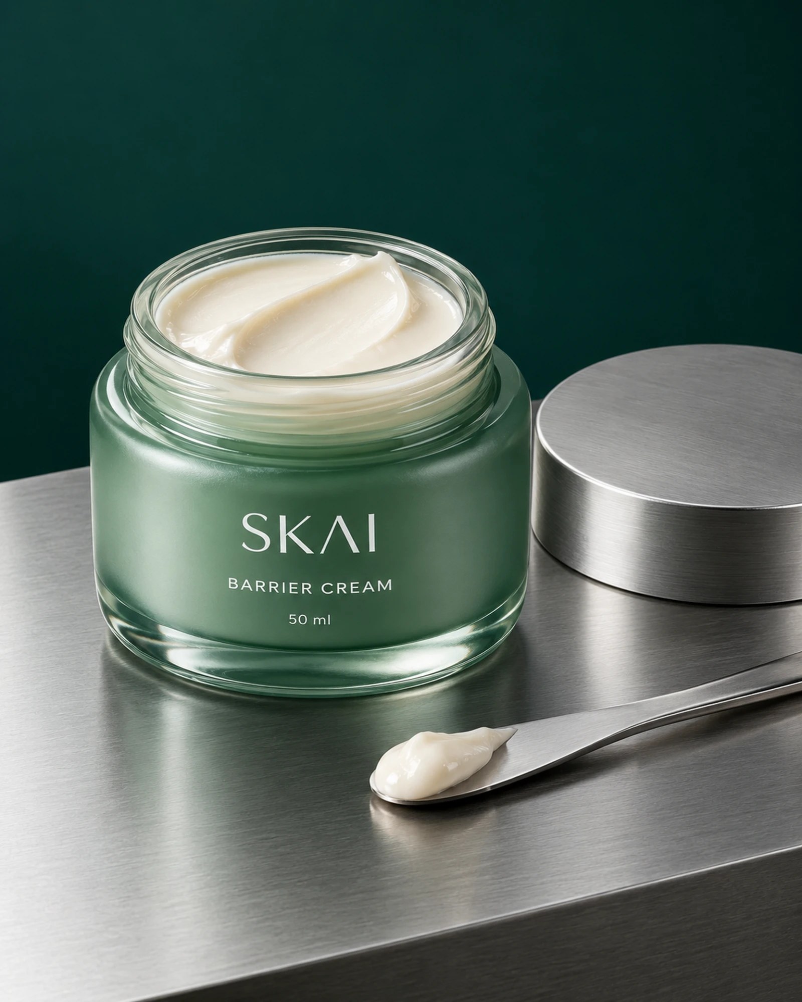 SKAI Barrier Cream, open jar texture detail