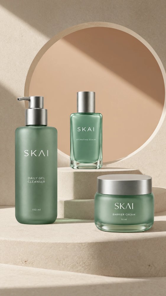 SKAI skincare campaign, product range